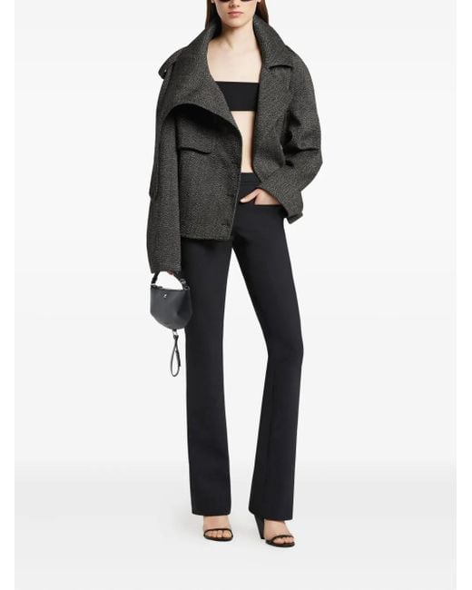 Courreges Black Oversized-Collar Cropped Jacket