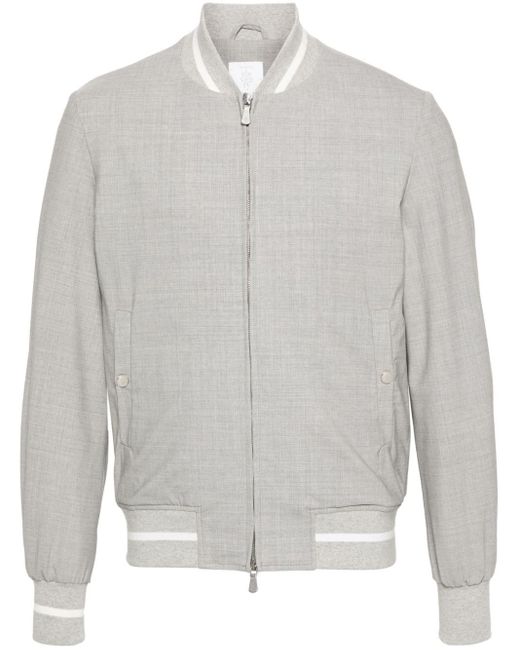 Eleventy Gray Wool Bomber Jacket for men
