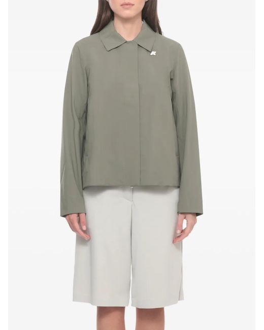 K-Way Gray Arabel Logo-Patch Zip-Up Jacket