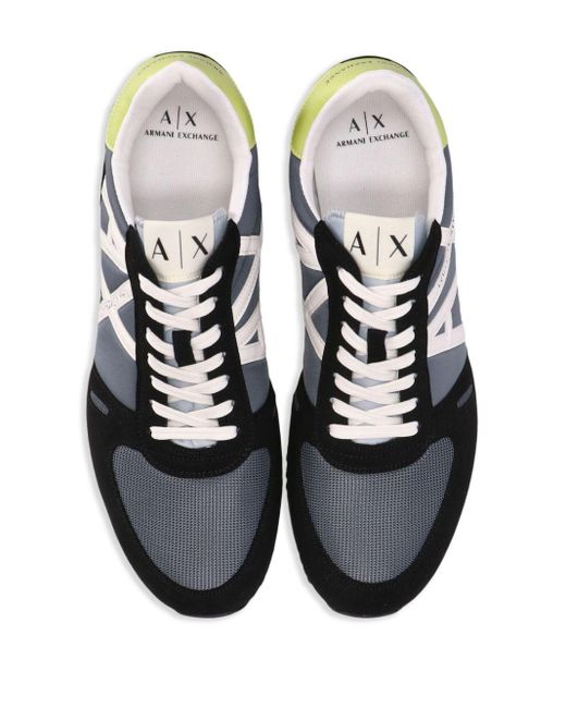 Armani Exchange Black Ax Panelled Sneakers for men