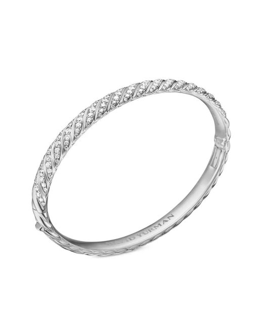 David Yurman White 18Kt Sculpted Cable Bangle Diamond Bracelet (6.2Mm)