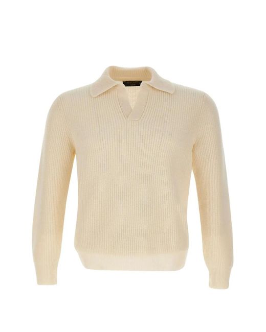 Gran Sasso White Super Geelong Ribbed-Knit Sweater for men