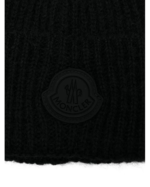 Moncler Black Mohair-Wool Beanie