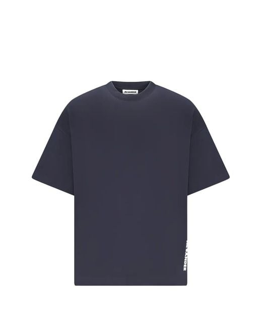 Jil Sander Blue Logo-Print Cotton T-Shirt for men