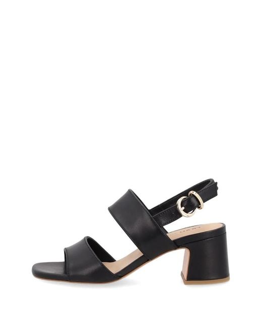 Frau Black Block-Heel Leather Sandals