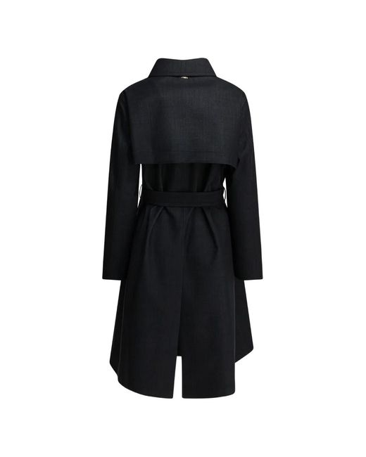 Herno Black Double-Breasted Belted Coat