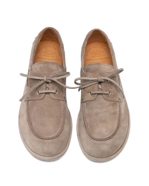 Officine Creative Natural Love 101 Suede Boat Shoes for men