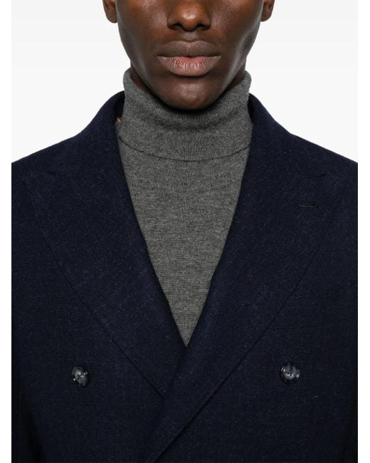 Barba Napoli Blue Mélange-Effect Blazer for men