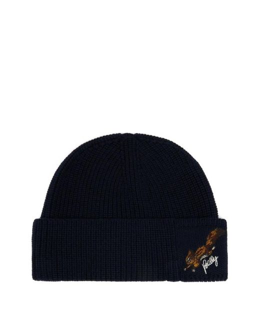 Bally Blue Christmas Collection Embroidered Squirrel Beanie for men