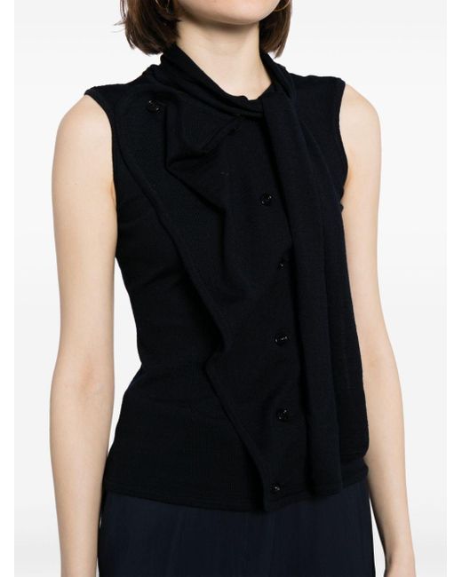Lemaire Black Sleeveless Wool-Blend Shirt