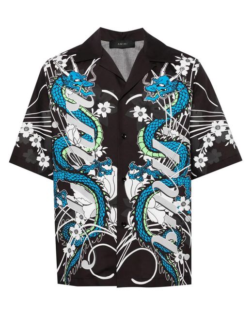 Amiri Multicolor Dragon Cotton Bowling Shirt for men