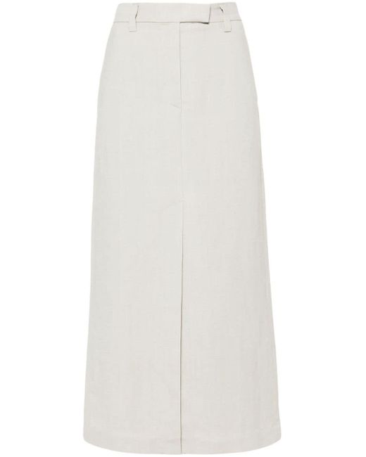 Brunello Cucinelli White Fluid Twill Maxi Skirt