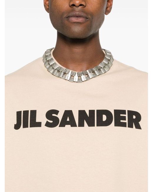 Jil Sander T-shirt Met Logoprint in het Natural voor heren