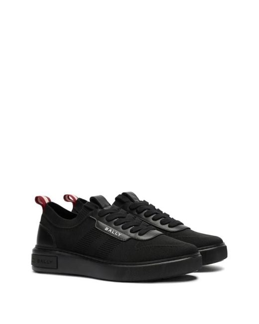 Bally Black Panelled Knit Sneakers for men