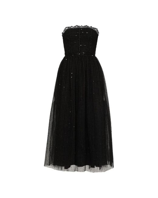 Nissa Black Lace-Trim Tulle Dress