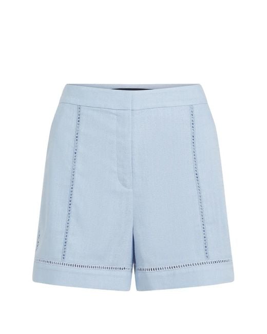 Karl Lagerfeld Blue Cut-Out Embroidery Shorts