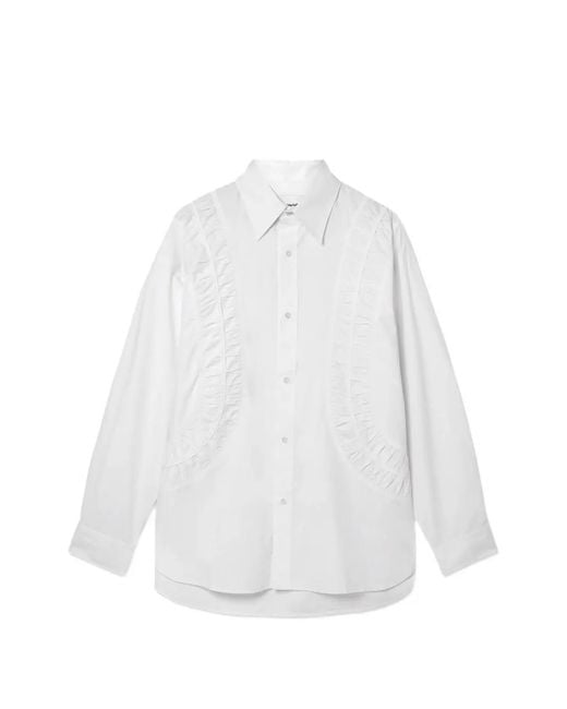 SAGE NATION White Fossil Ruched-Panel Shirt