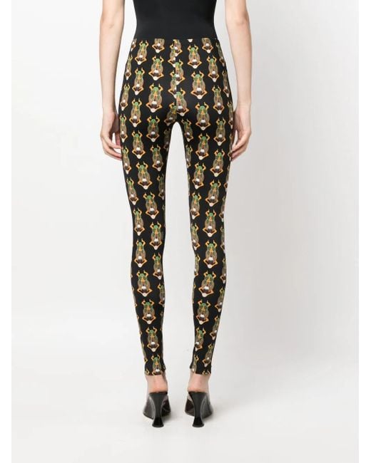 LaDoubleJ Black Graphic-Print Elasticated-Waist Leggings