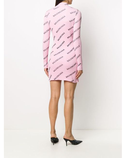 Balenciaga Logo-print Knit Dress in Pink | Lyst Australia