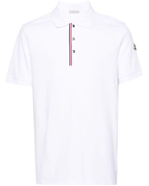 Short-sleeve piqué polo shirt Moncler pour homme en coloris White