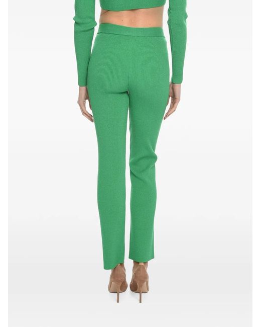 Herskind Green X Vanessa Hong Ribbed High-Waisted Slim-Fit Trousers