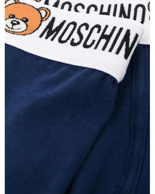 Moschino Blue Teddy Logo Waistband Briefs for men