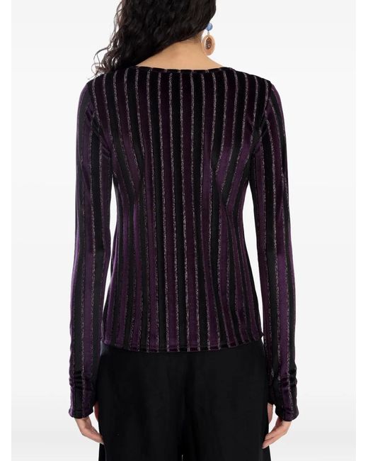 Amir Slama Black X Astrid Striped Top