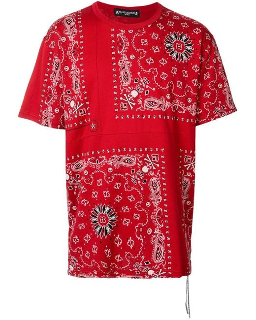 MASTERMIND WORLD Red Crew Neck Bandana Print T-Shirt for men