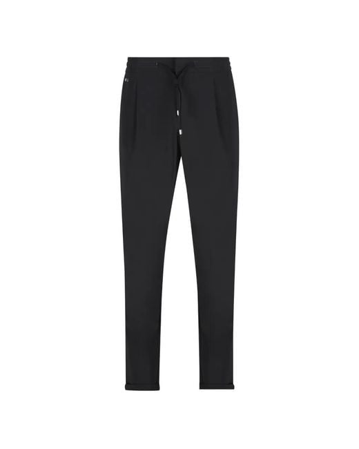 Sartoria Tramarossa Black Alvise Tecs Drawstring-Waist Stretch-Design Trousers for men