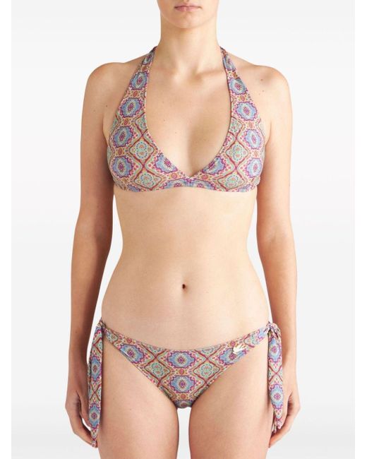 Etro Pink Neckholder-Bikini mit Monogramm-Print