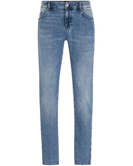 Boss Blue Slim-fit Cotton Jeans for men
