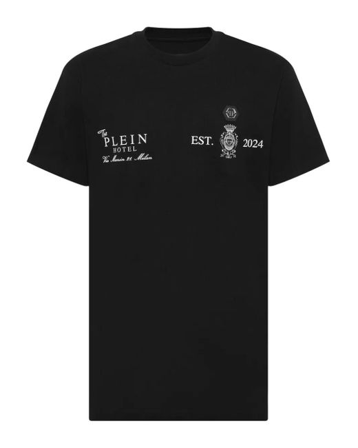 Philipp Plein Black Graphic-Print Short-Sleeve T-Shirt for men