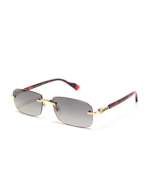 Gucci Metallic Rectangle-Frame Sunglasses for men
