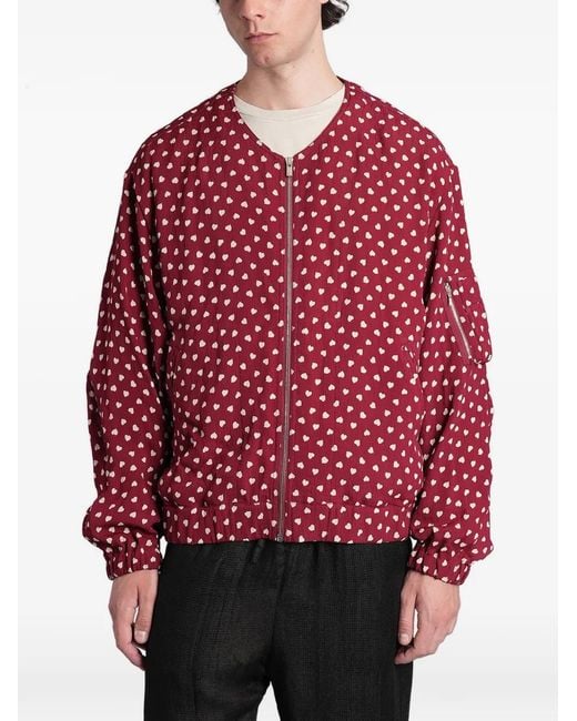 Needles Red Heart-Print Bomber Jacket for men