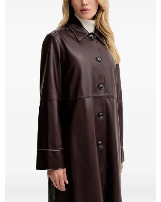 Paul Smith Brown Stitching Buttoned Leather Coat