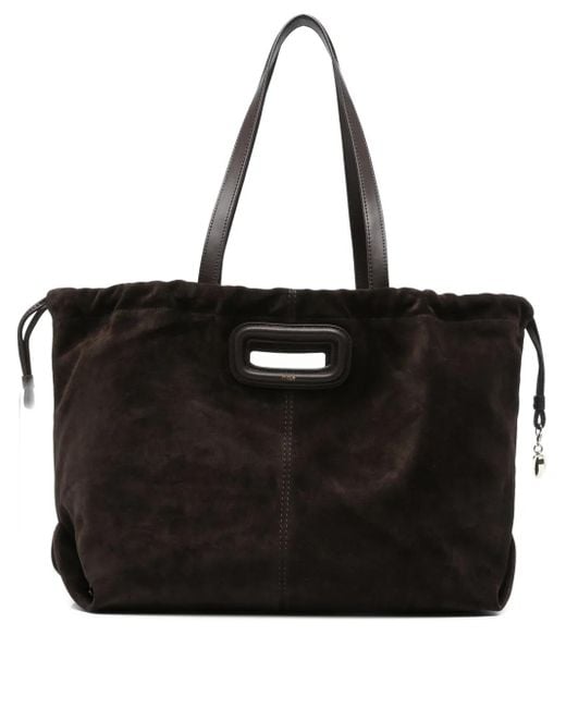 Bolso shopper de ante con asa superior Maje de color Black