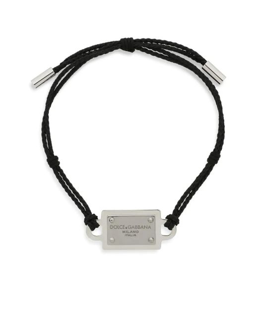 Bracelet En Cordes À Plaque Logo Dolce & Gabbana pour homme en coloris Black