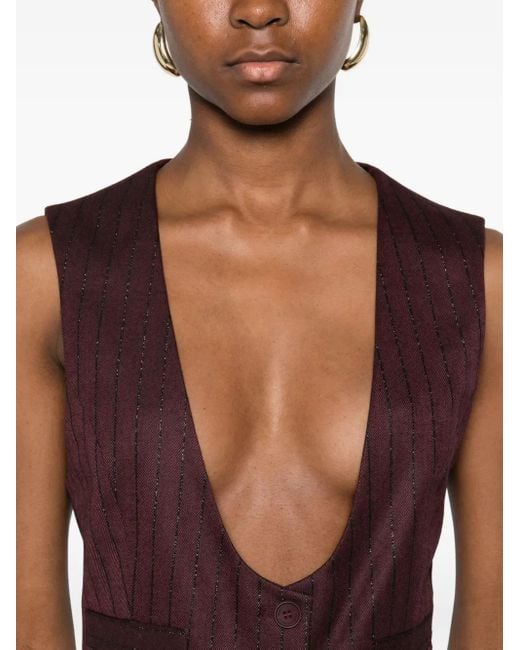 Mar De Margaritas Purple Pinstripe-Print Waistcoat