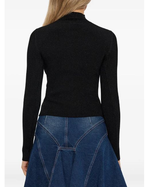 Versace Jeans Couture Black Buckle-Detail Ribbed Sweater