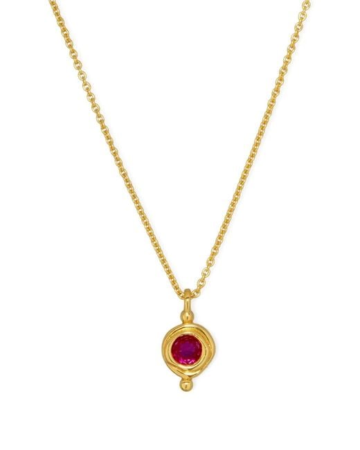 Ottoman Hands Metallic July Ruby Birthstone Necklace