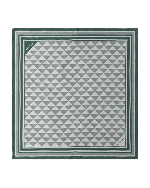 Prada Metallic Symbole-Pattern Silk Scarf