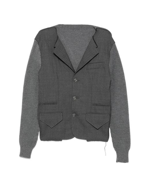 SONIA CARRASCO Gray Panelled Raw-Edge Blazer