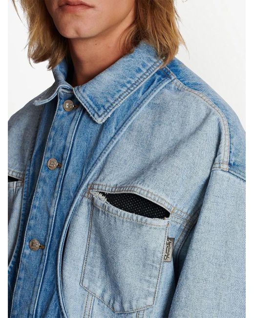 Balmain Blue Panelled-Design Denim Jacket for men