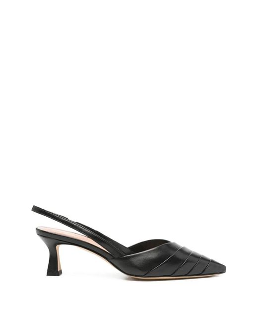 Julie Dee Black Slingback Pleated Heeled Pumps