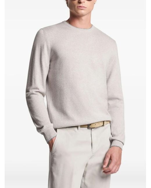 Fay White Elbow-Patch Crew-Neck Sweater for men