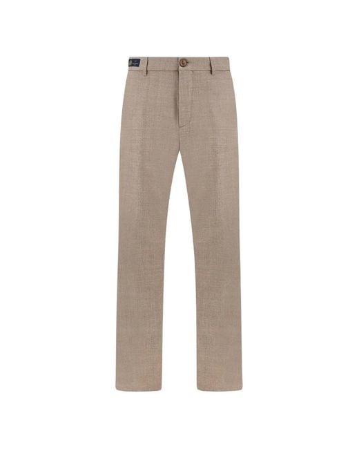 Paul & Shark Gray Bellagio Wool Twill Trousers for men