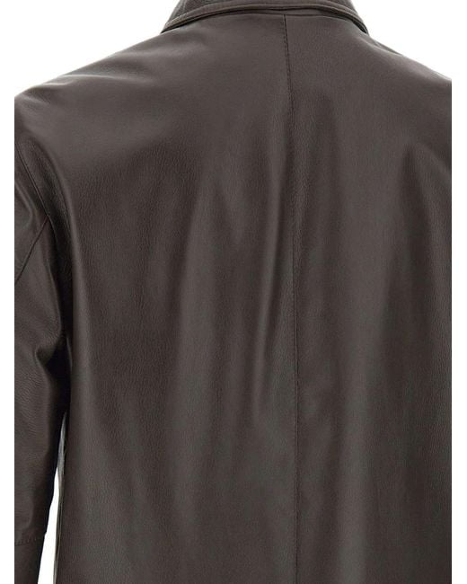 Volfagli Gray Tebe Pebbled Leather Jacket for men