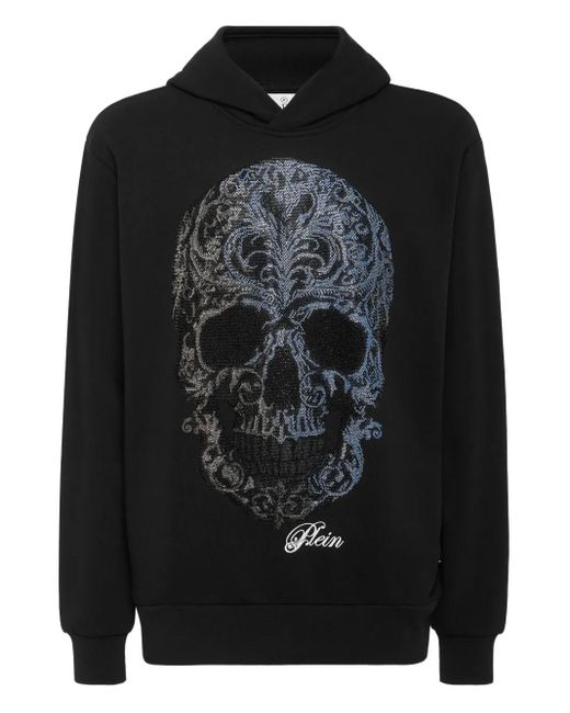 Philipp Plein Black Skull-Motif Hoodie for men