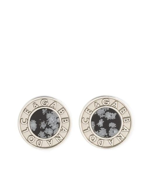 Dolce & Gabbana White Logo-Engraved Cufflinks for men
