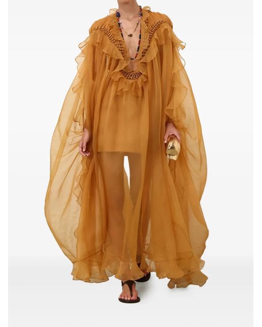 Zimmermann Orange Robe Longue Balance Braided